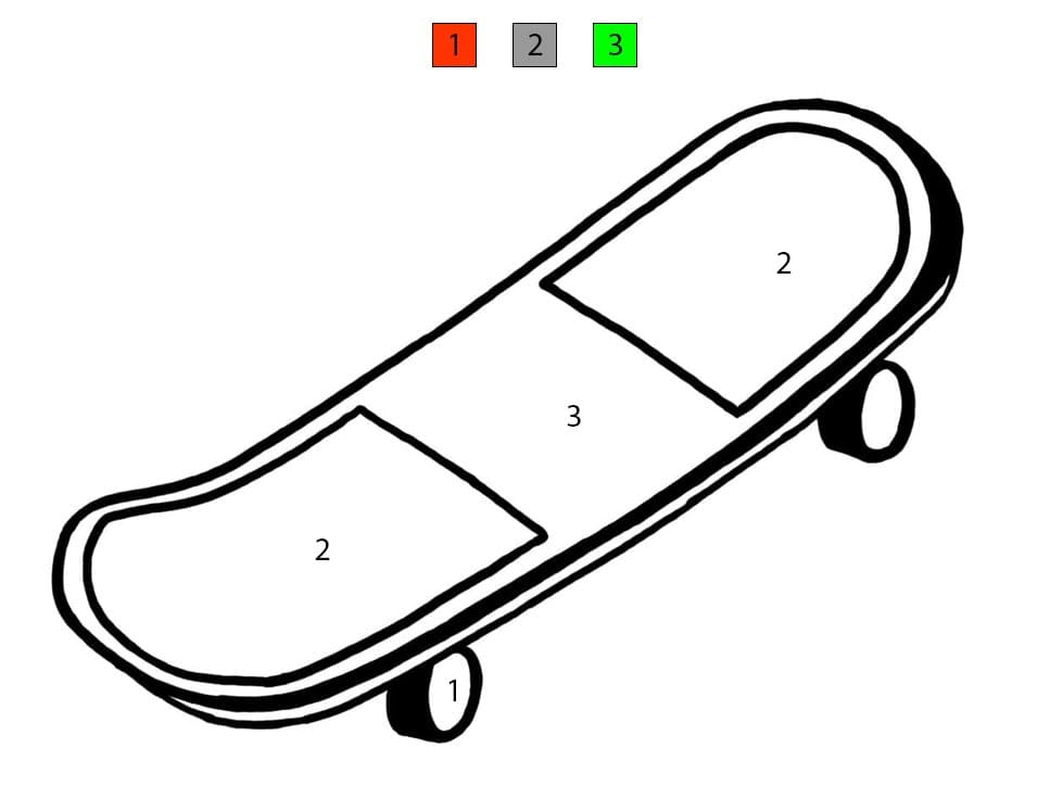 Skateboard classique Coloriage Magique