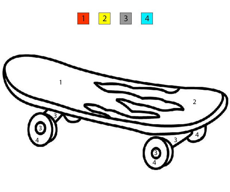 Skateboard cool Coloriage Magique