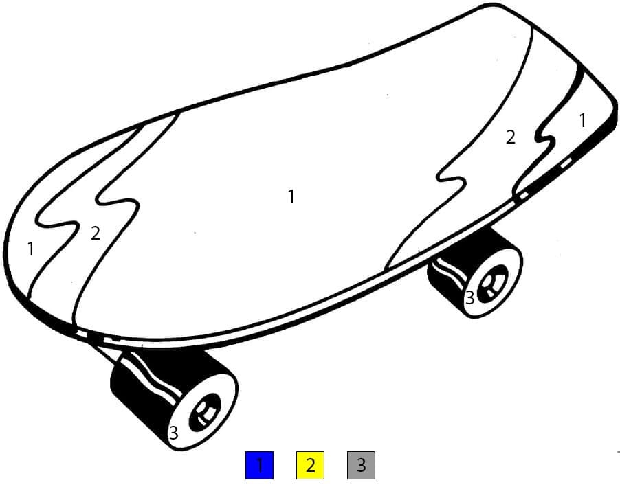 Skateboard sportif Coloriage Magique