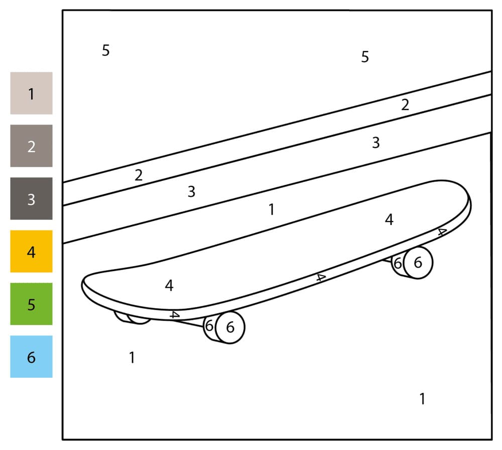 Skateboard sur la route Coloriage Magique
