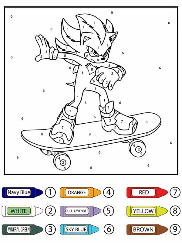 Sonic et Skateboard Coloriage Magique