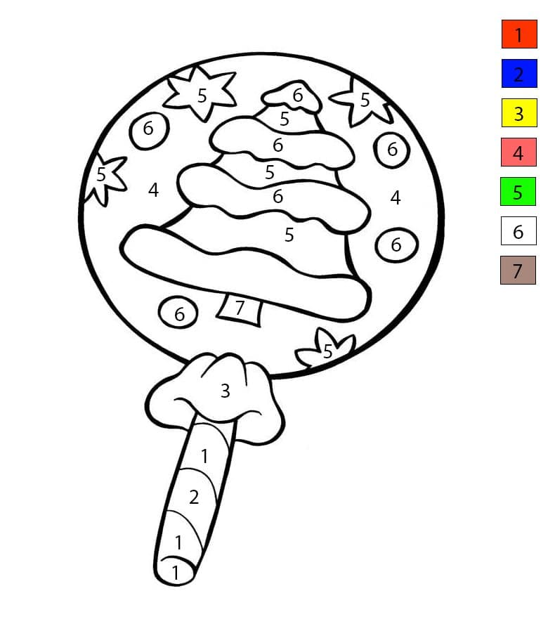 Sucette de Noël Coloriage Magique