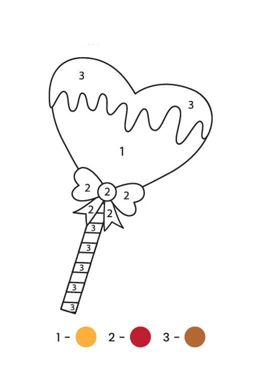 Sucette en forme de cœur Coloriage Magique