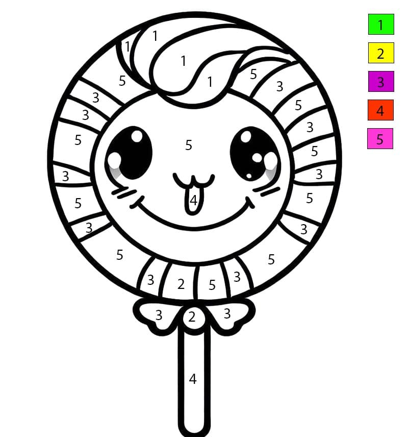 Sucette kawaii Coloriage Magique