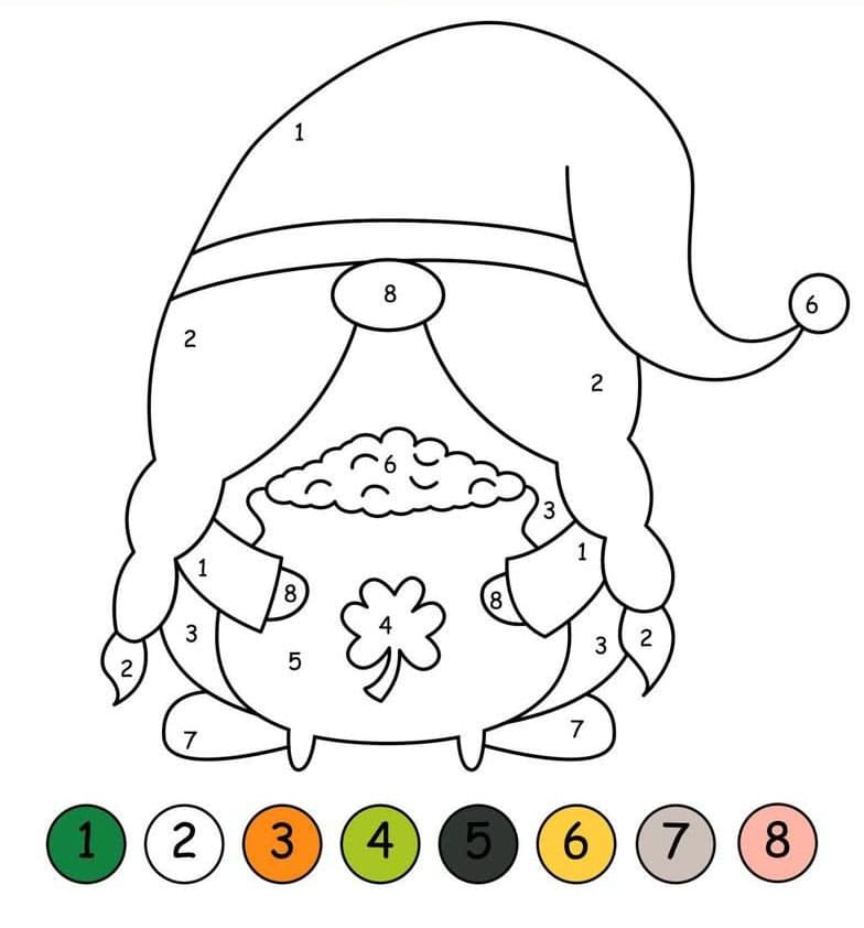 Un gnome et un pot d'or Coloriage Magique