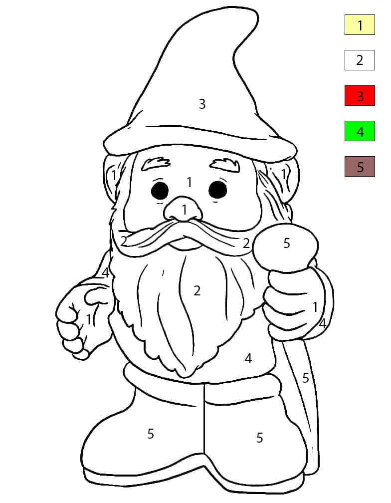 Vieux gnome Coloriage Magique