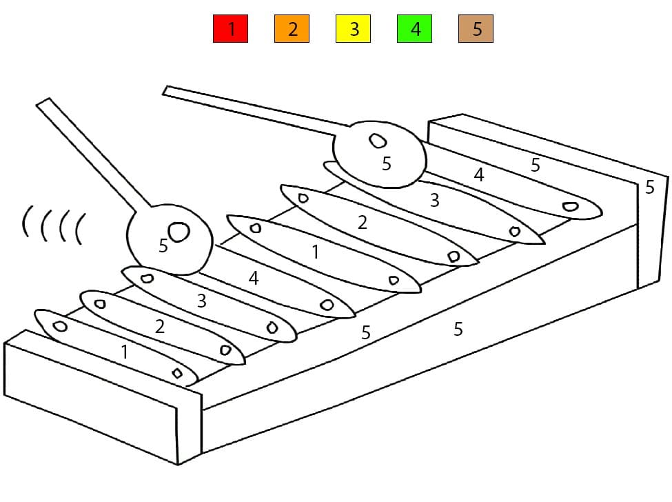 Xylophone arc-en-ciel Coloriage Magique