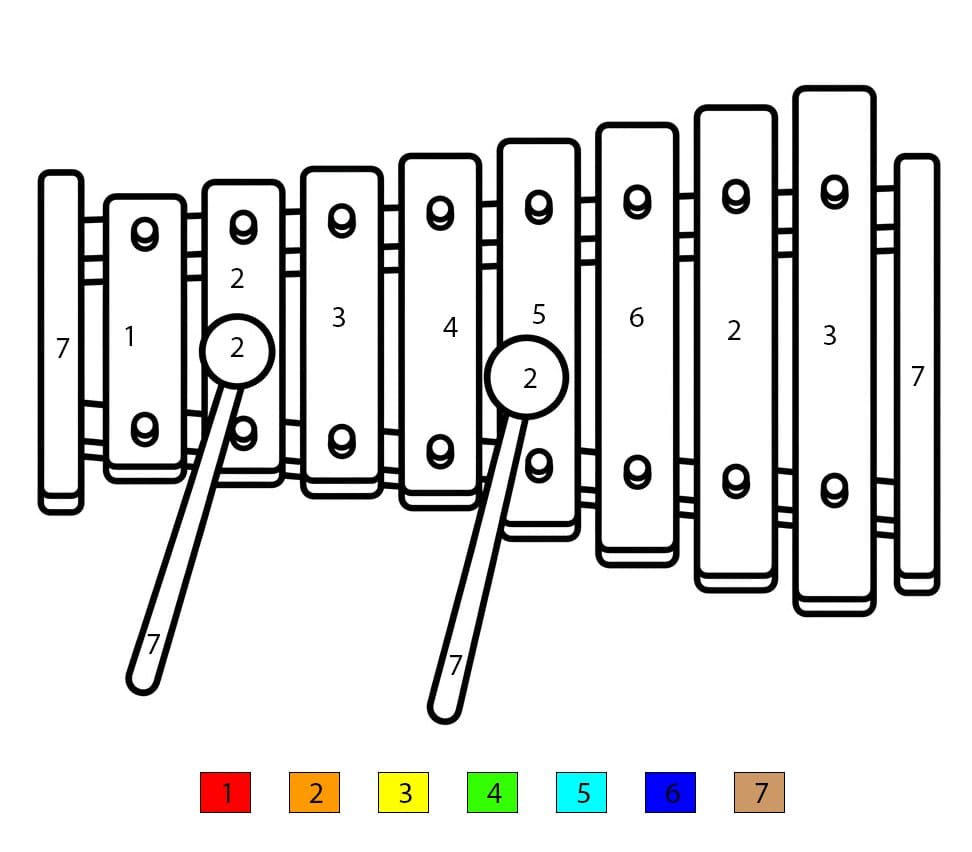 Xylophone coloré Coloriage Magique