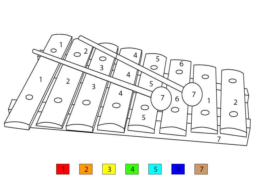 Xylophone en bois Coloriage Magique