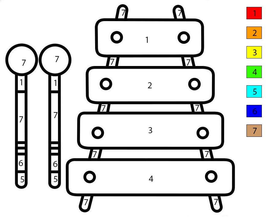 Xylophone joyeux Coloriage Magique
