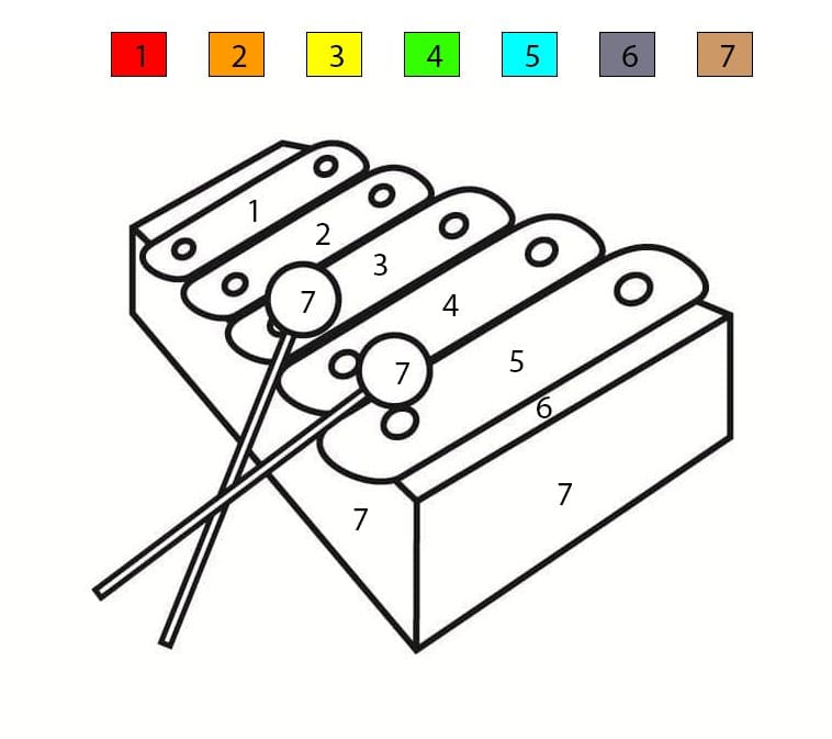 Xylophone mignon Coloriage Magique