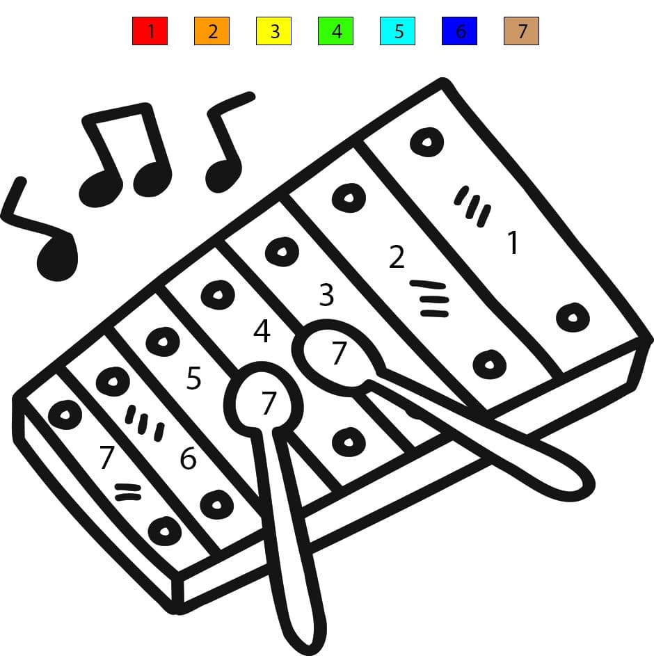Xylophone mignon pour enfants Coloriage Magique