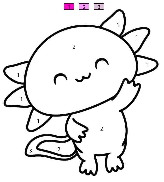 Axolotl adorable Coloriage Magique
