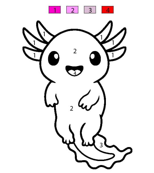 Axolotl heureux Coloriage Magique