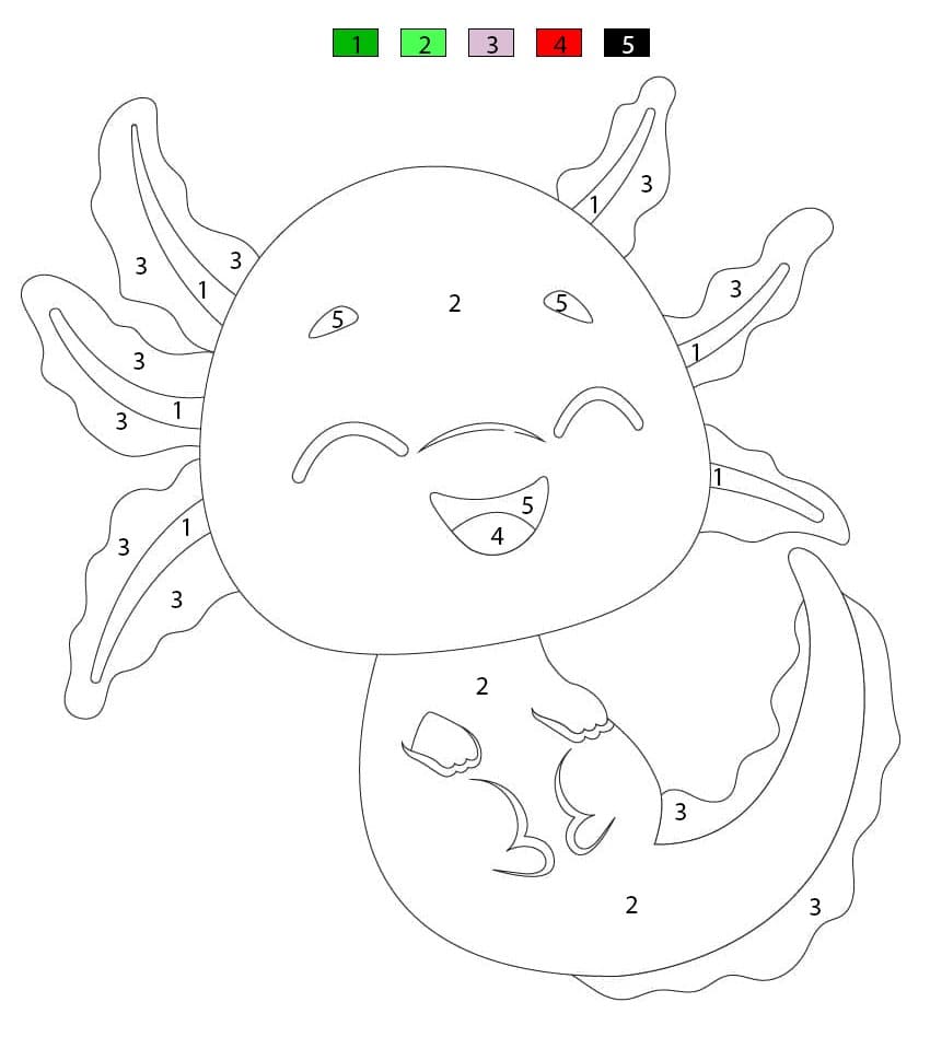 Axolotl joyeux Coloriage Magique