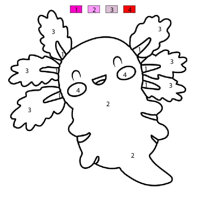 Axolotl kawaii Coloriage Magique