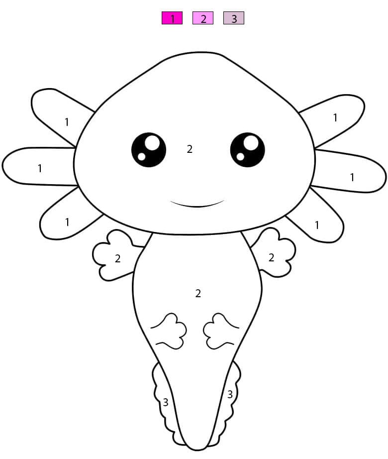 Axolotl mignon Coloriage Magique