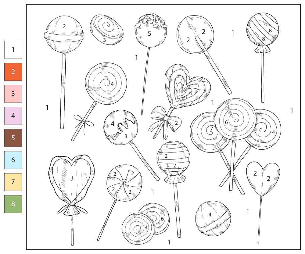 Bonbon pastel Coloriage Magique