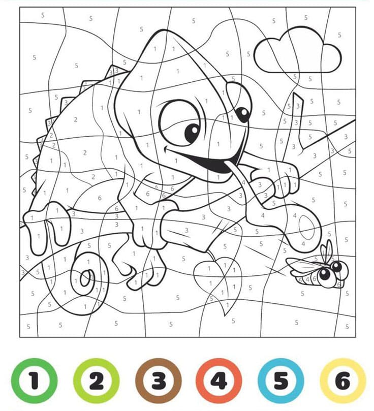 Caméléon adorable Coloriage Magique