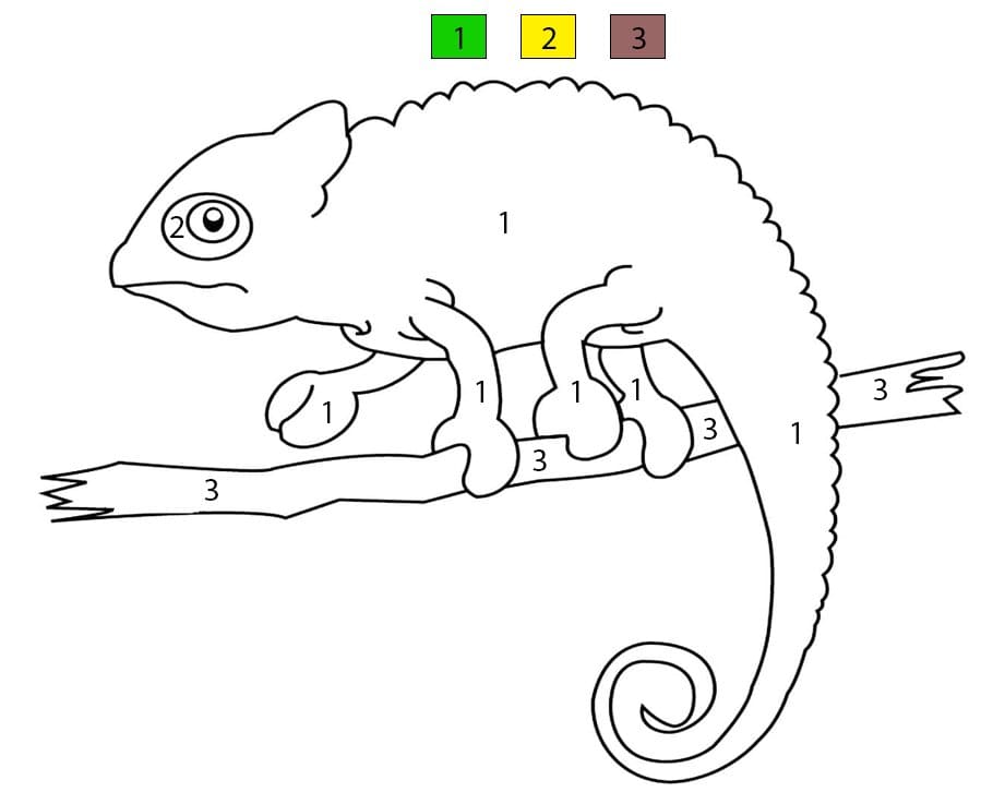 Caméléon artistique Coloriage Magique