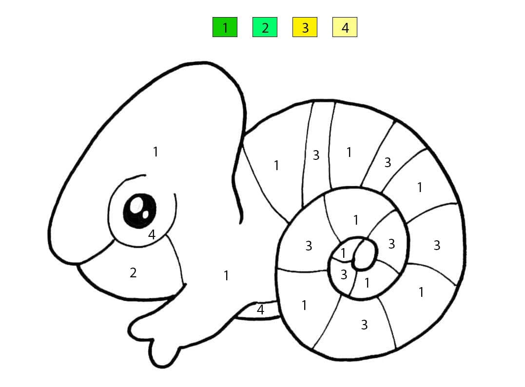 Caméléon coloré Coloriage Magique