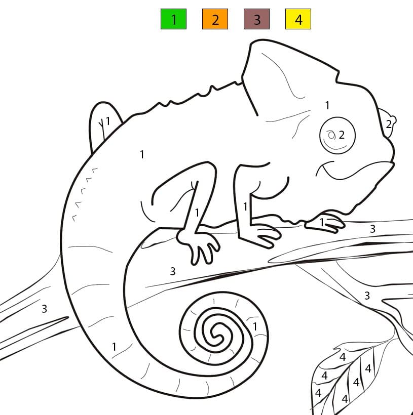 Caméléon drôle Coloriage Magique