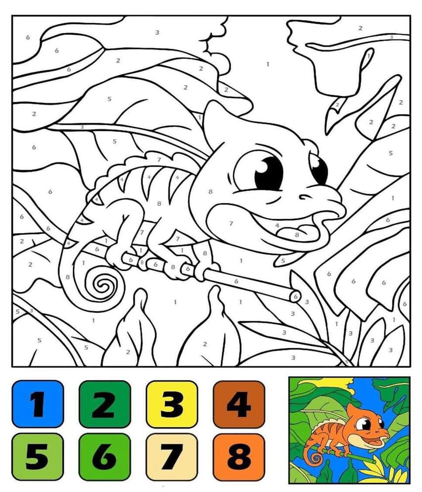 Caméléon fantastique Coloriage Magique
