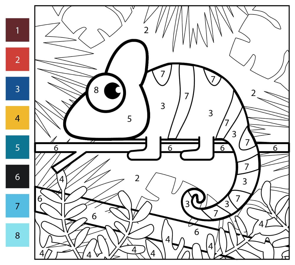 Caméléon joyeux Coloriage Magique
