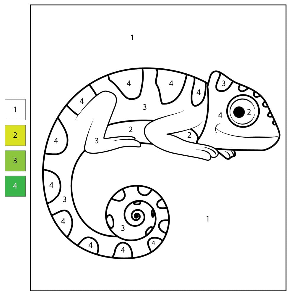 Caméléon lumineux Coloriage Magique
