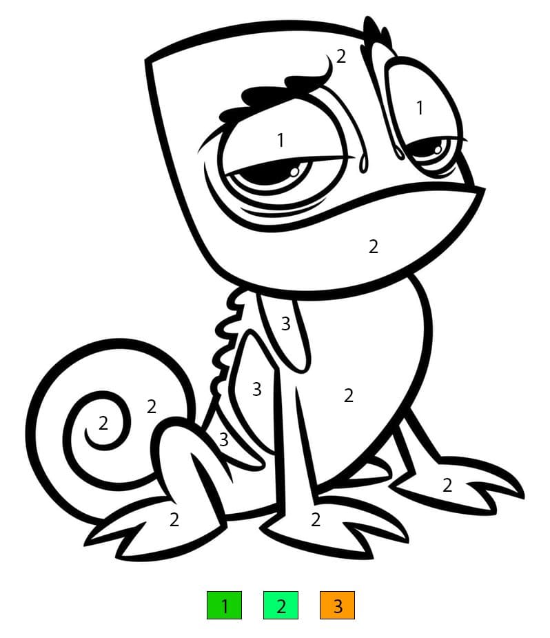 Caméléon magique Coloriage Magique