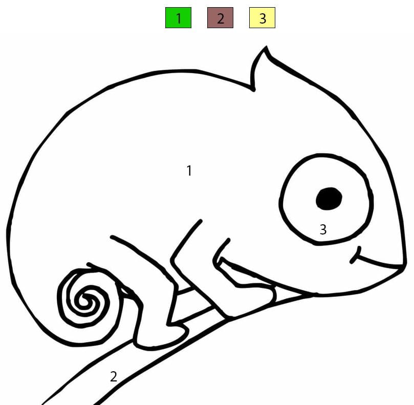 Caméléon mignon Coloriage Magique