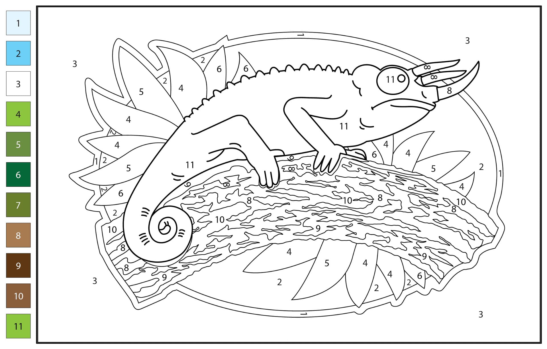 Caméléon mystérieux Coloriage Magique