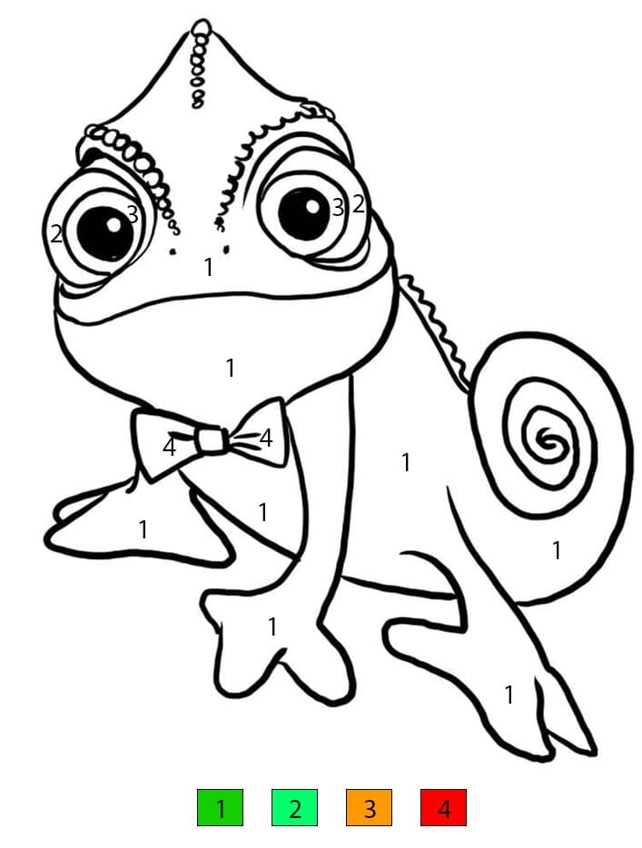 Caméléon paisible Coloriage Magique