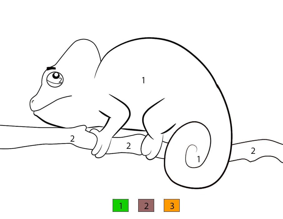 Caméléon rigolo Coloriage Magique