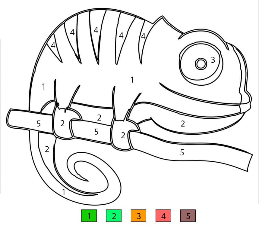 Caméléon vert Coloriage Magique