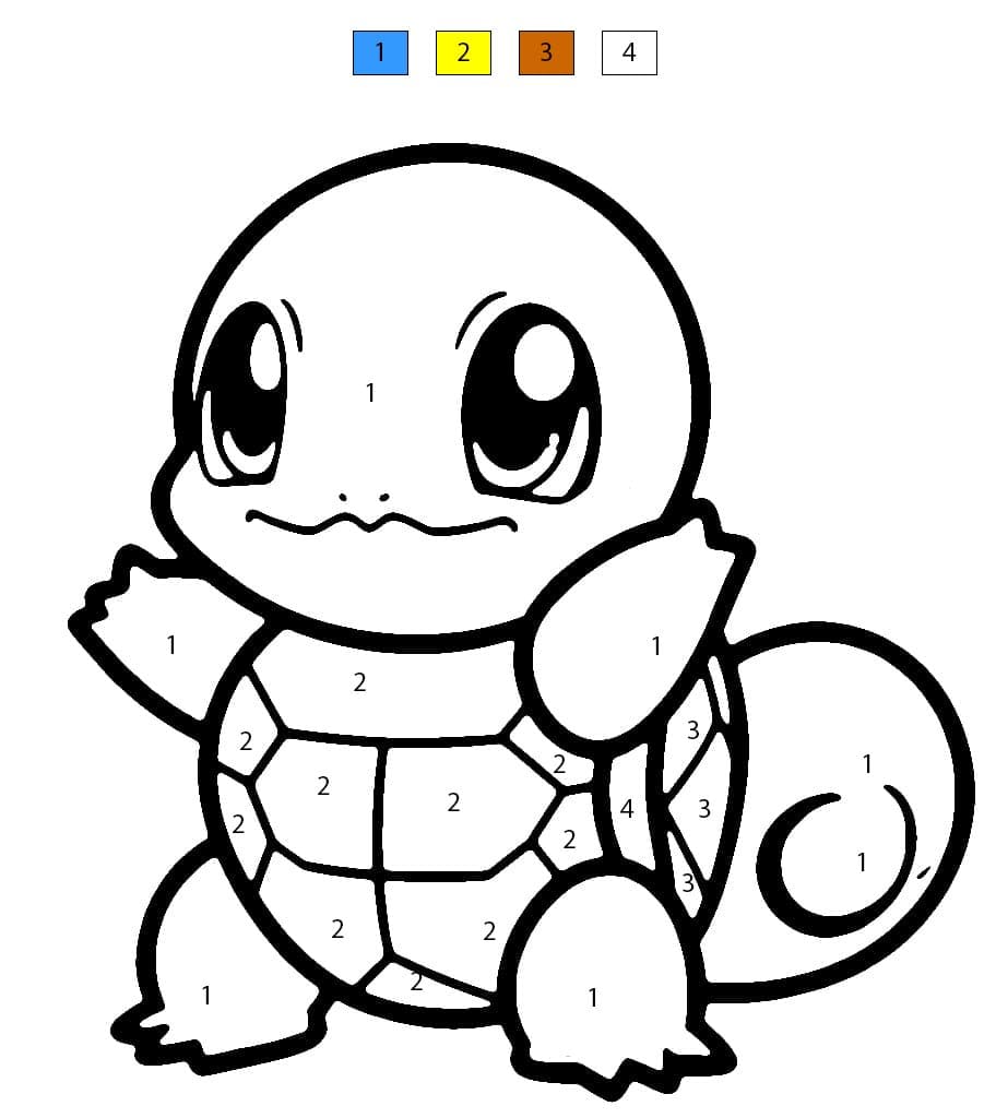 Coloriage Magique Carapuce kawaii Coloriage Magique