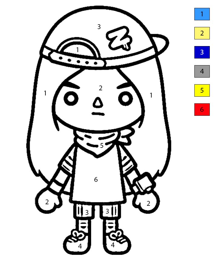 Fille au style garçon manqué Toca Boca Coloriage Magique