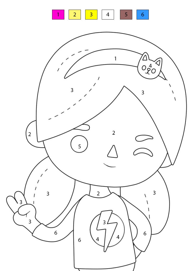 Fille cool Toca Boca Coloriage Magique
