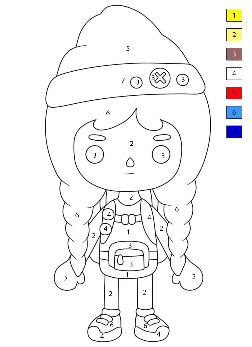 Fille enjouée Toca Boca Coloriage Magique
