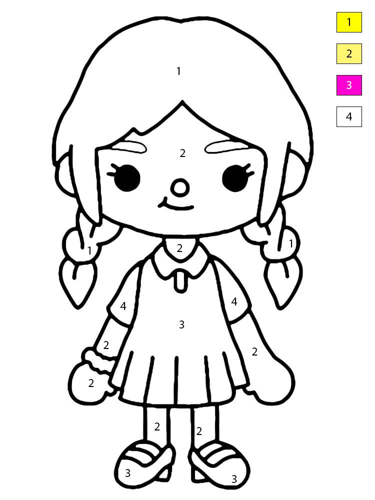 Fille mignonne Toca Boca Coloriage Magique
