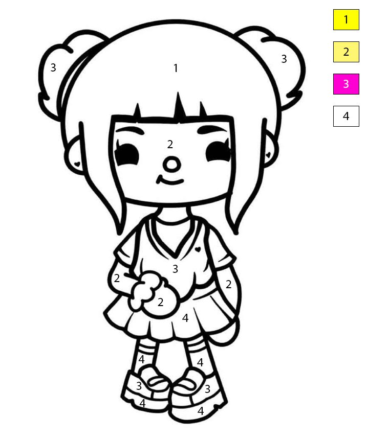Fille stylée Toca Boca Coloriage Magique