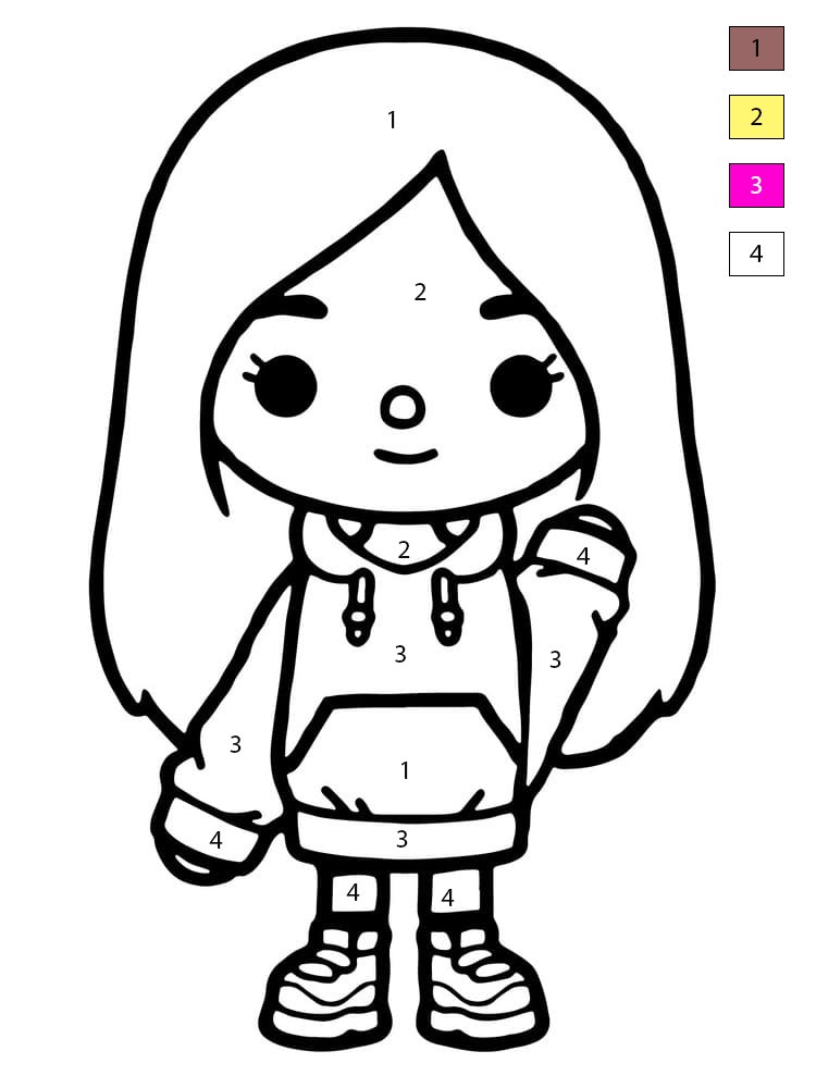 Fille sympathique Toca Boca Coloriage Magique