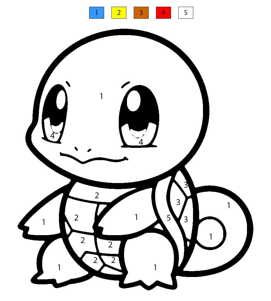 Coloriage Magique Pokémon Carapuce mignon Coloriage Magique