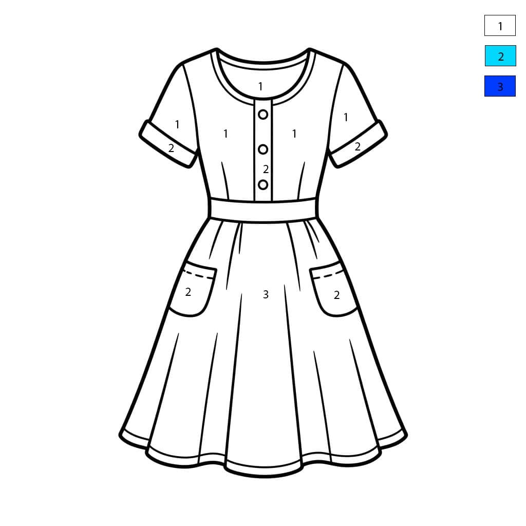 Robe Élégante Coloriage Magique
