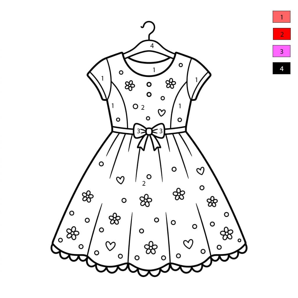 Robe Fleurie Coloriage Magique