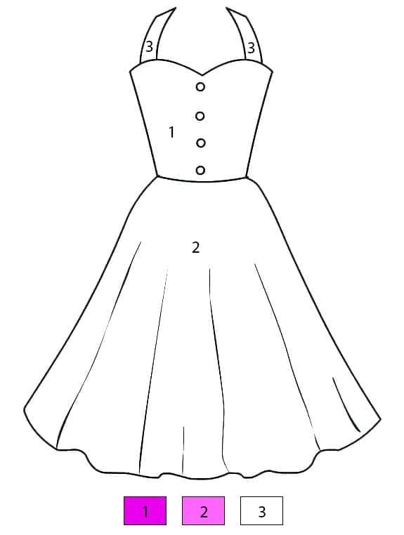 Robe Romantique Coloriage Magique