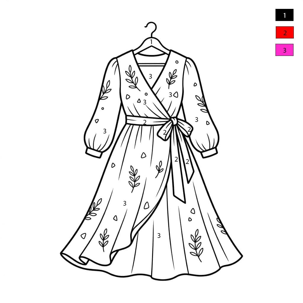 Robe à Fleurs Coloriage Magique
