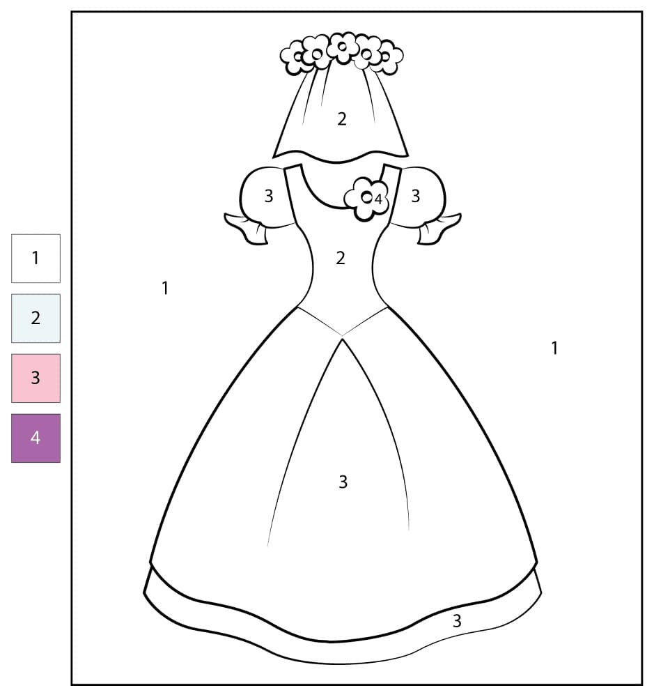 Robe de mariée Coloriage Magique