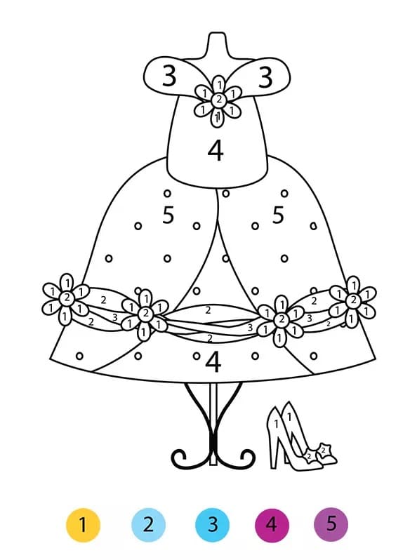 Robe de princesse Coloriage Magique