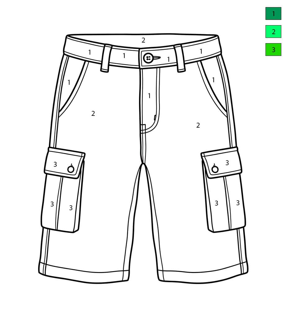 Short cargo Vêtements Coloriage Magique
